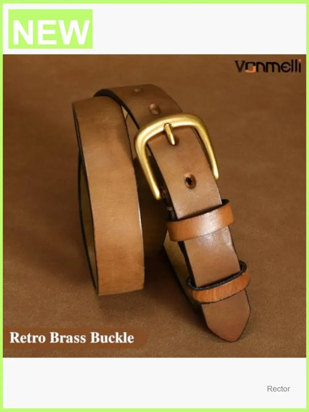 Full Grain Leather Belt with Vintage Gold Buckle 1.1